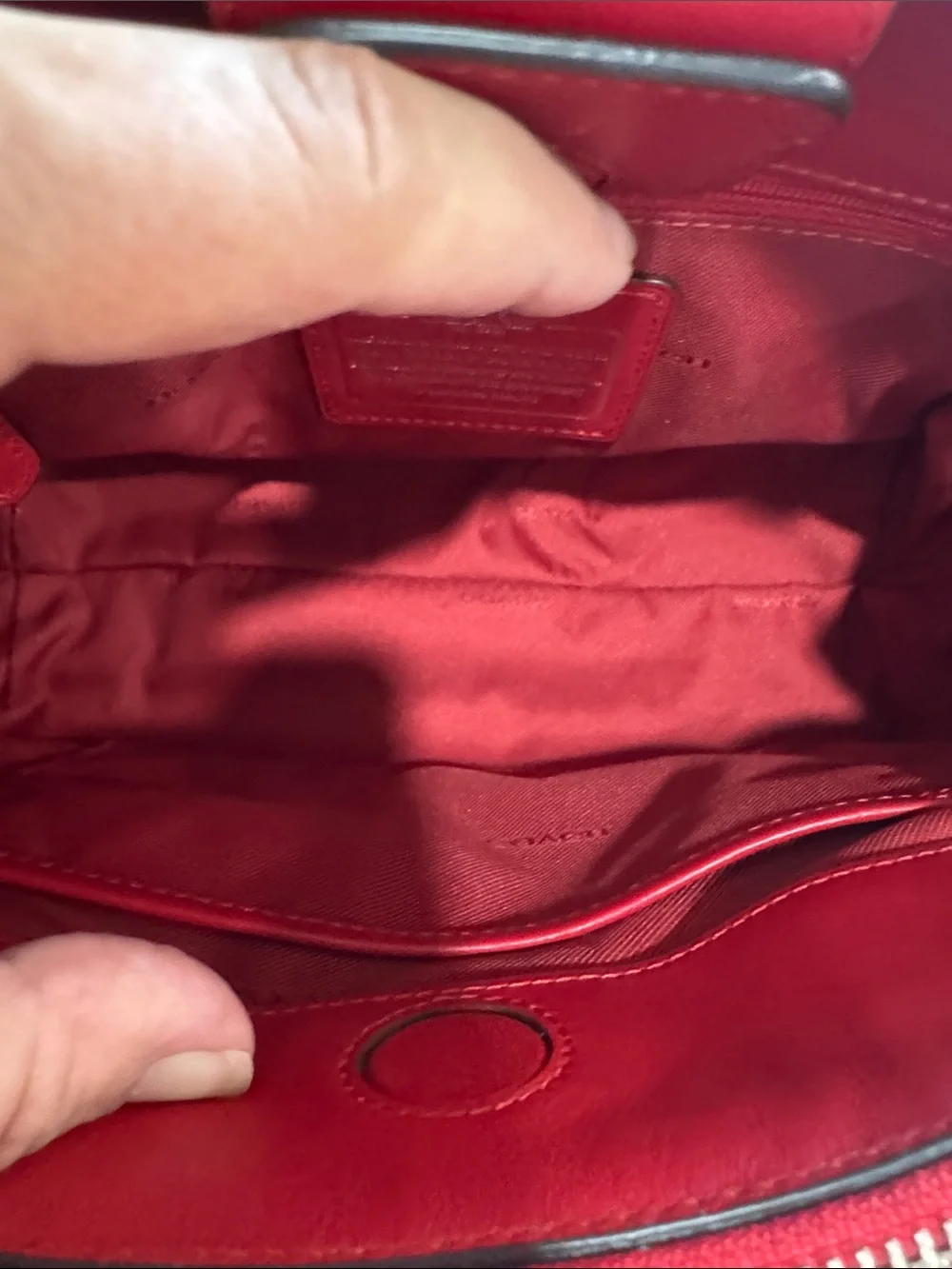 Coach Stanton Carryall Brown Signature Canvas Satchel with Red Trim